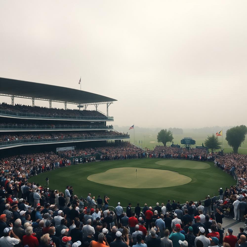Ryder Cup grandstand surrounding a green
